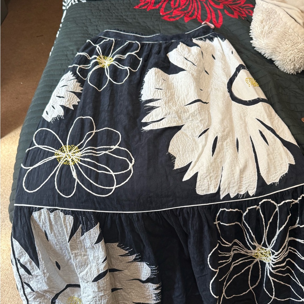 Maeve Black and White Floral Maxi Skirt
